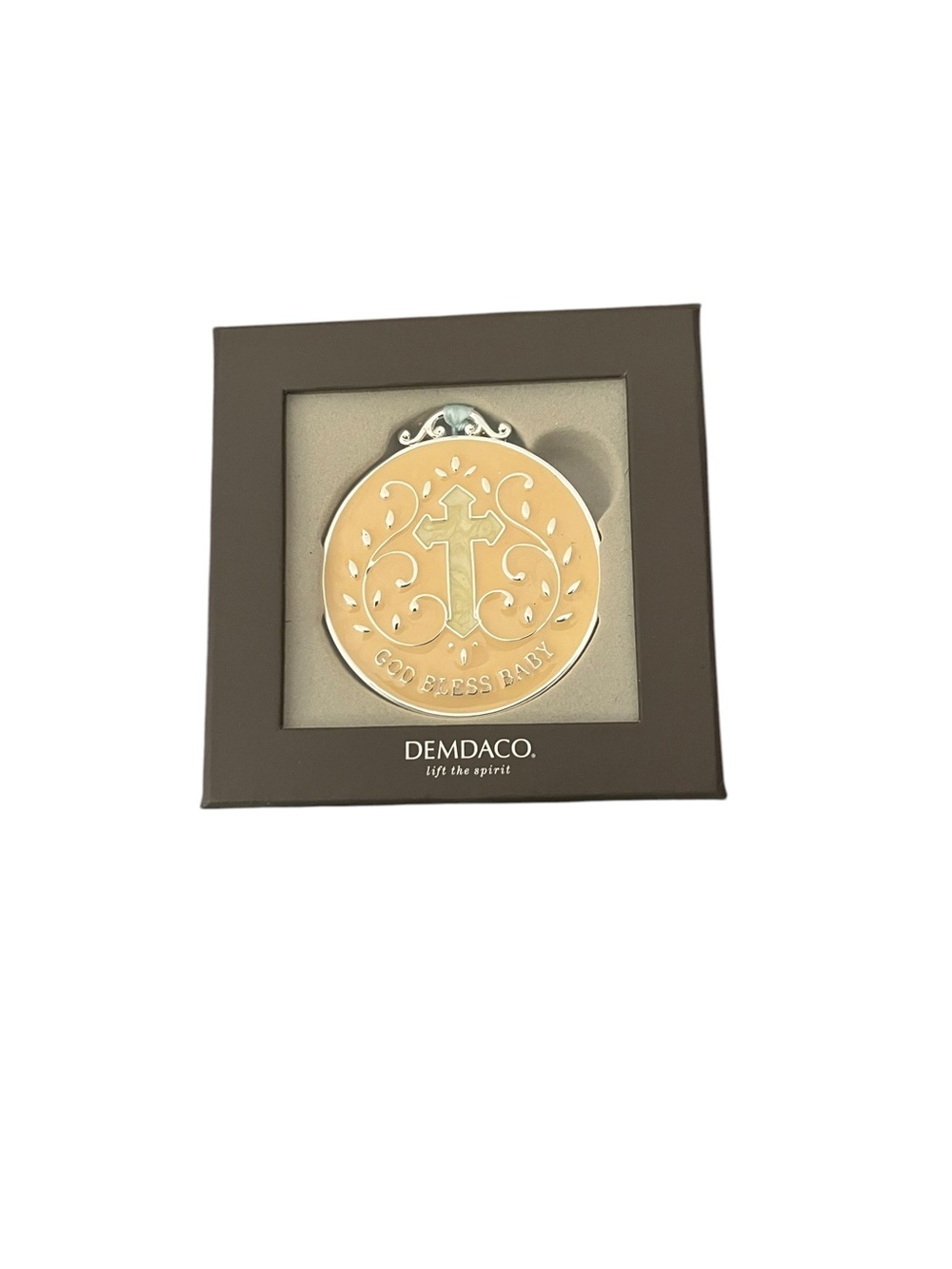 Demdaco God Bless Baby Hanging Keepsake Medallion Ornament Blue Ribbon NEW